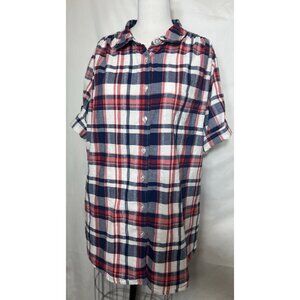 Woman Within Short Sleeve Roll Tab Red, White & Blue Women’s Sz 2X 26/28‎